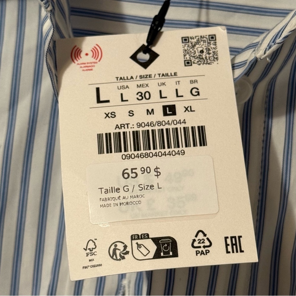 Zara oversized Blue PJ Striped Shirt - Picture 5 of 5